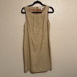 Elegant Beige Checkered Dress